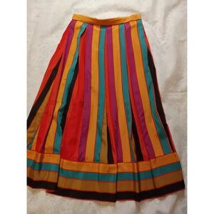 Vintage Liz Claiborne Striped Midi Skirt Size 10 A-Line Rainbow